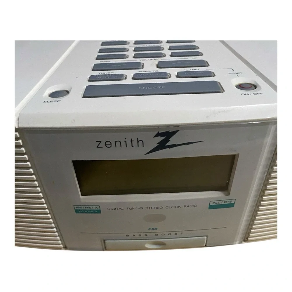 Vintage Zenith Stereo AM FM WX AUX IN Weather Sound Alarm Clock Radio Tested.